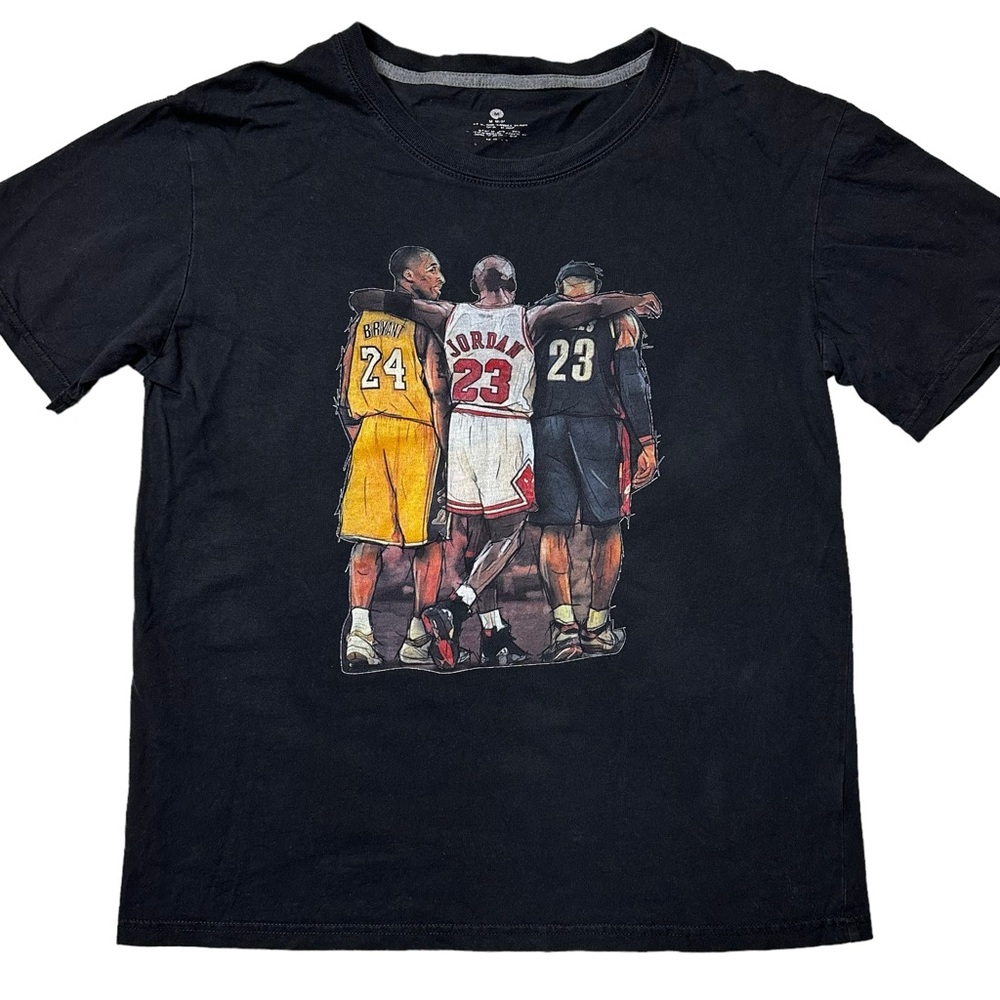 Basketball Legends Jordan Kobe Lebron Graphic T-Shirt Black Men’s M